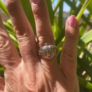 ❤️❤️ VTG 925 Silver Heart Domed Filigree RING